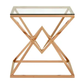 Allez Corseted Square Rose Gold End Table