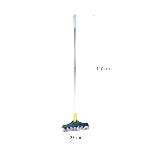 Amazon Brand - Presto! 2-in-1 Bathroom & Floor Cleaning Brush with Wiper & Long Handle for Bathroom, Home, and Kitchen