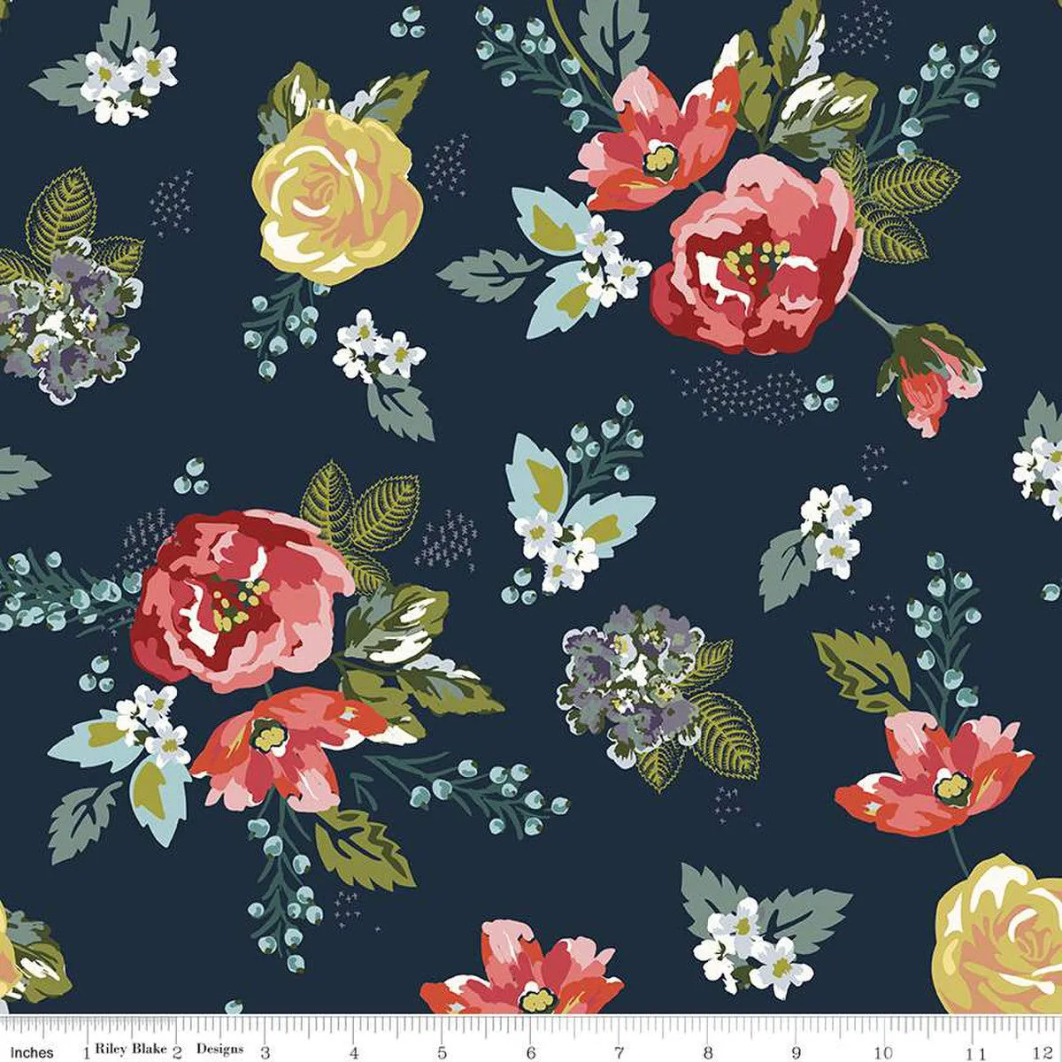 Bellissimo Gardens Main Midnight – 100% Quilting Cotton Fabric by the Yard