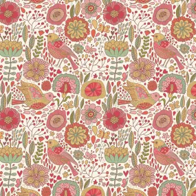 Bird Watching Rose – 100% Quilting Cotton Fabric by the Yard