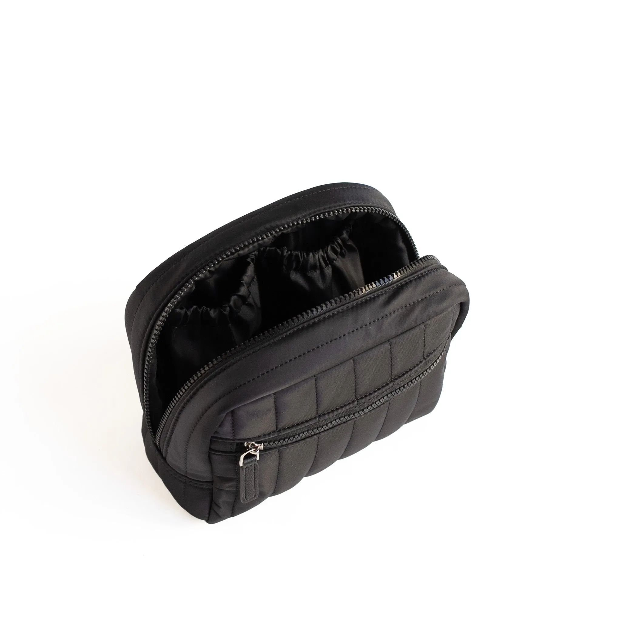 Black Quilted Cosmetic Bag