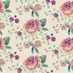 Blush Rose on Beige – 100% Quilting Cotton Fabric by the Yard