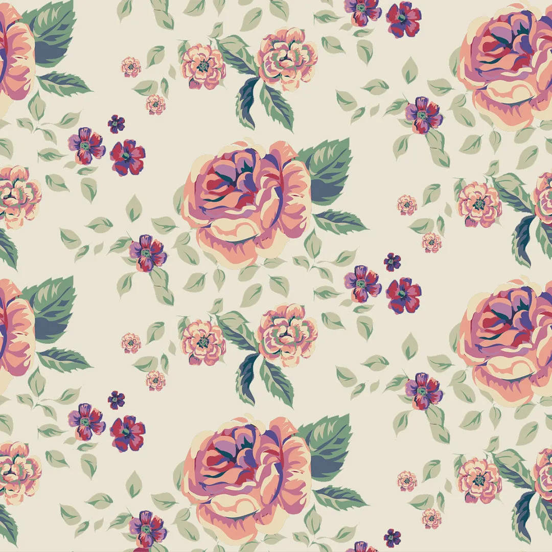 Blush Rose on Beige – 100% Quilting Cotton Fabric by the Yard
