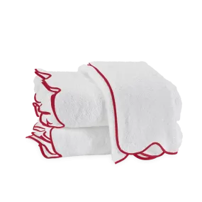 Cairo Scallop Edge Customizable Bath Collection (Red Trim)
