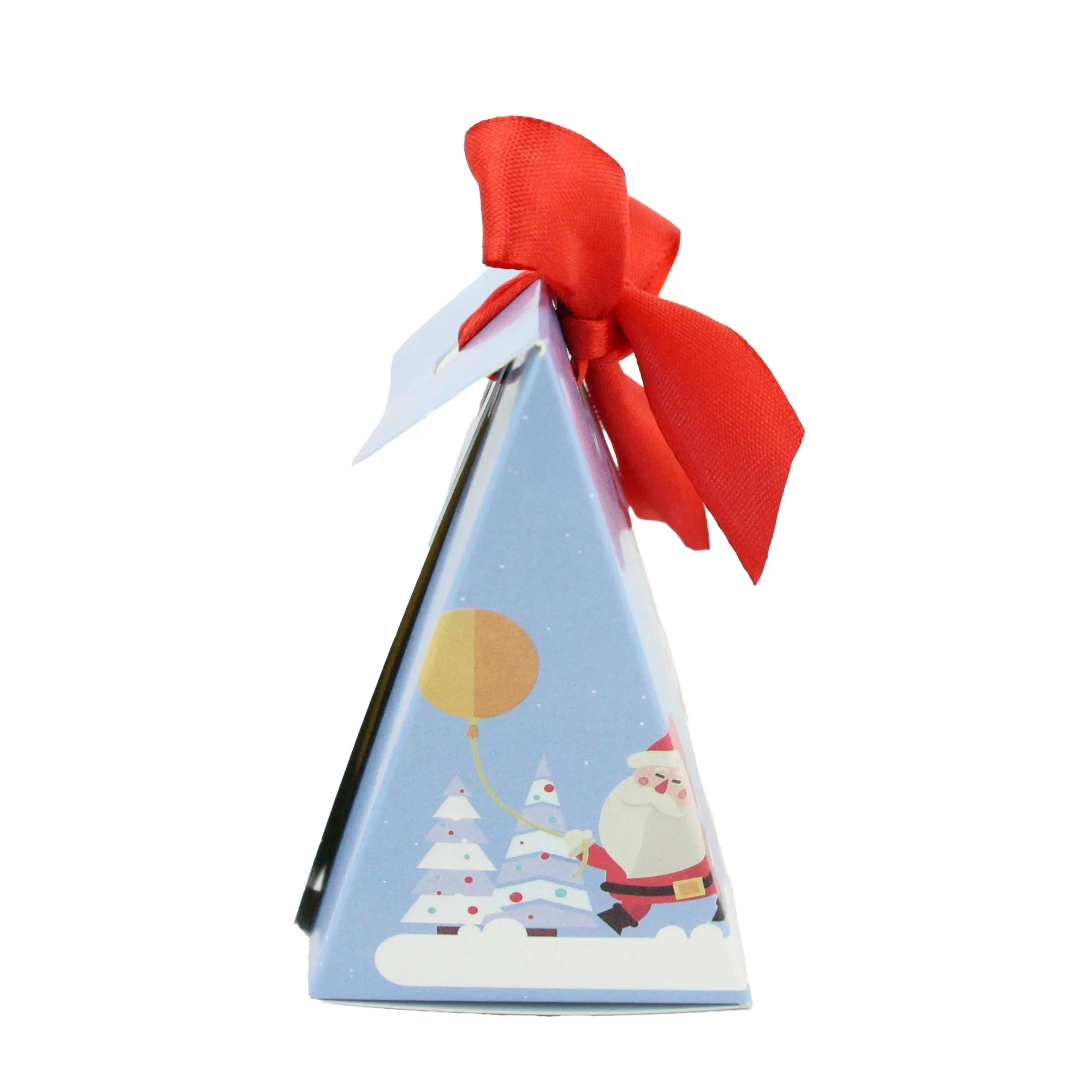 Christmas Cone Candy Treat Gift Box With Ribbon - Pack of 12