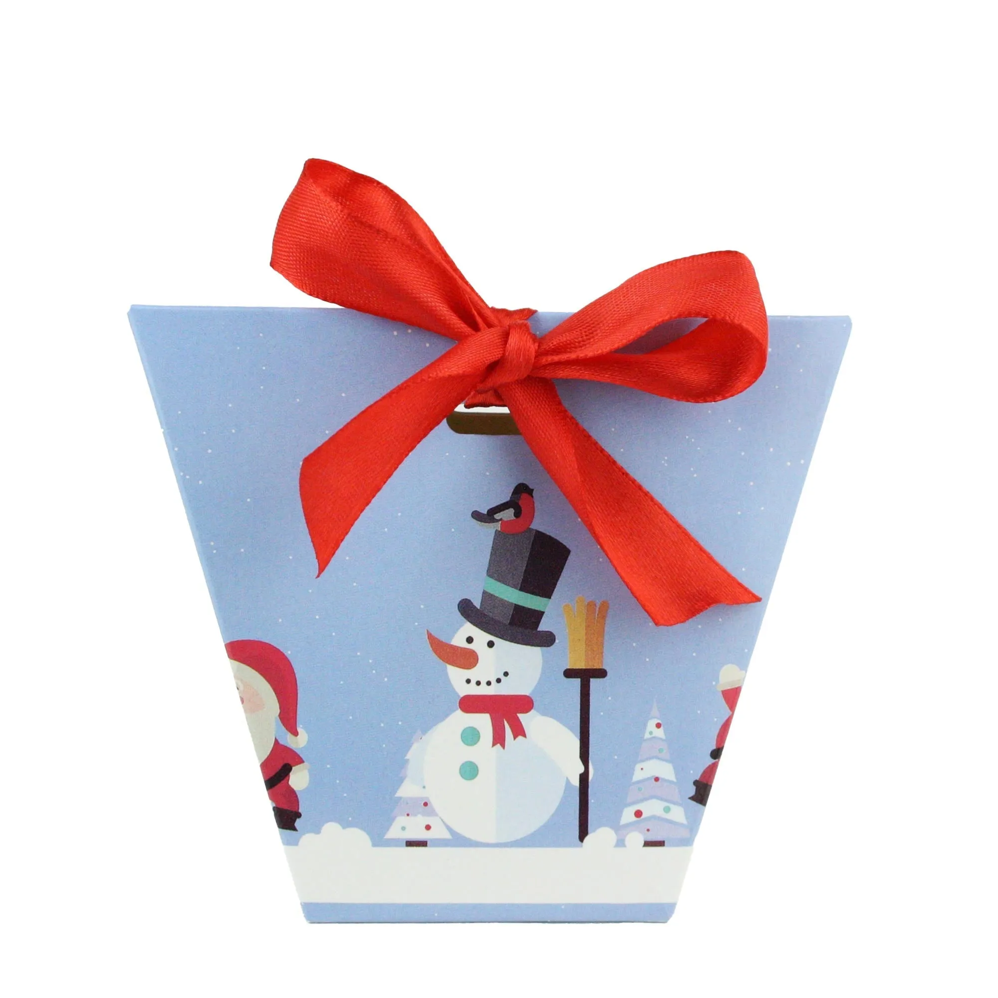 Christmas Cone Candy Treat Gift Box With Ribbon - Pack of 12