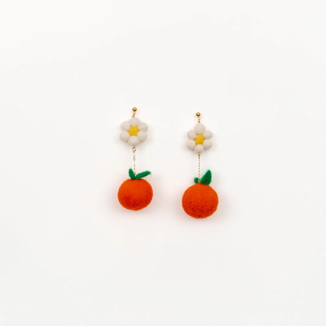 Citrus drop felted earrings