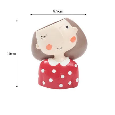 Cute Girl Boy Resin Pen Holder