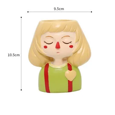 Cute Girl Boy Resin Pen Holder