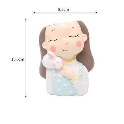 Cute Girl Boy Resin Pen Holder