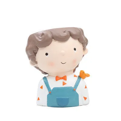 Cute Girl Boy Resin Pen Holder