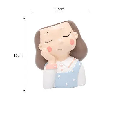 Cute Girl Boy Resin Pen Holder