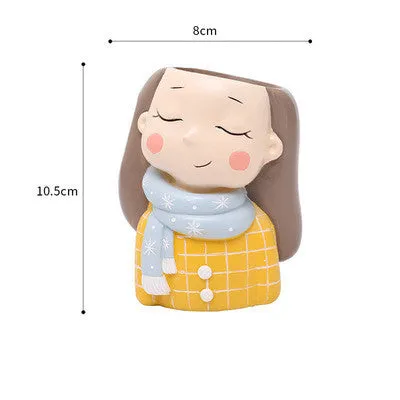 Cute Girl Boy Resin Pen Holder