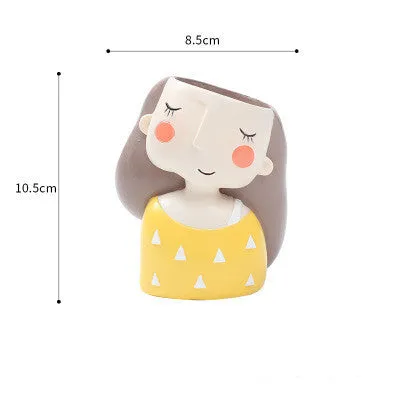 Cute Girl Boy Resin Pen Holder