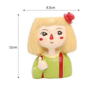 Cute Girl Boy Resin Pen Holder