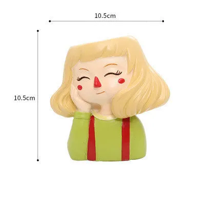 Cute Girl Boy Resin Pen Holder