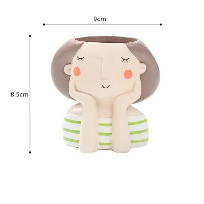 Cute Girl Boy Resin Pen Holder