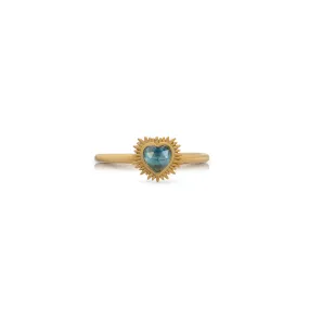 Electric Love Mini Blue Topaz Heart Ring - Gold - EGHR2BTGP