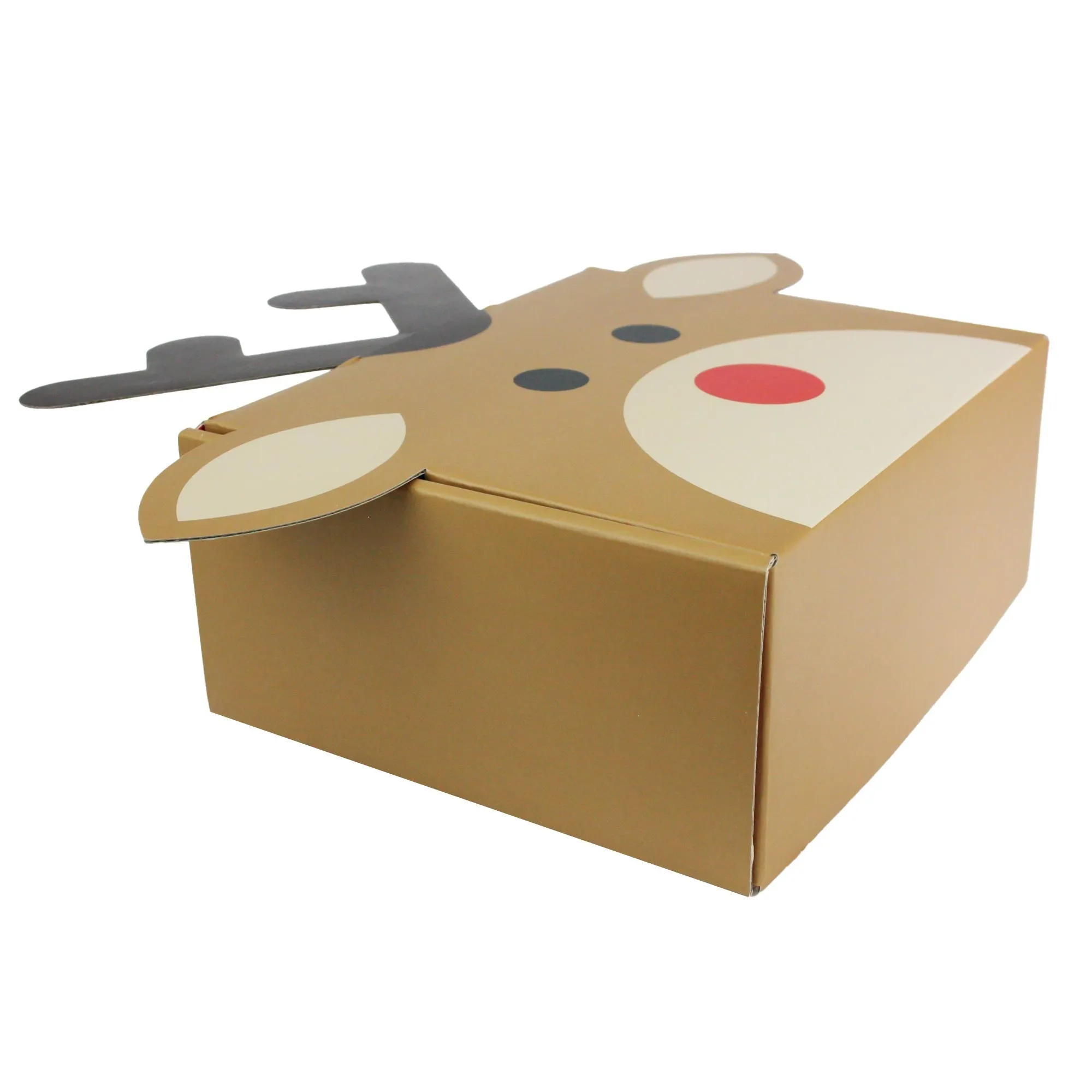 Festive 3D Reindeer Corrugated Gift Boxes Set of 3 (Sizes Available)