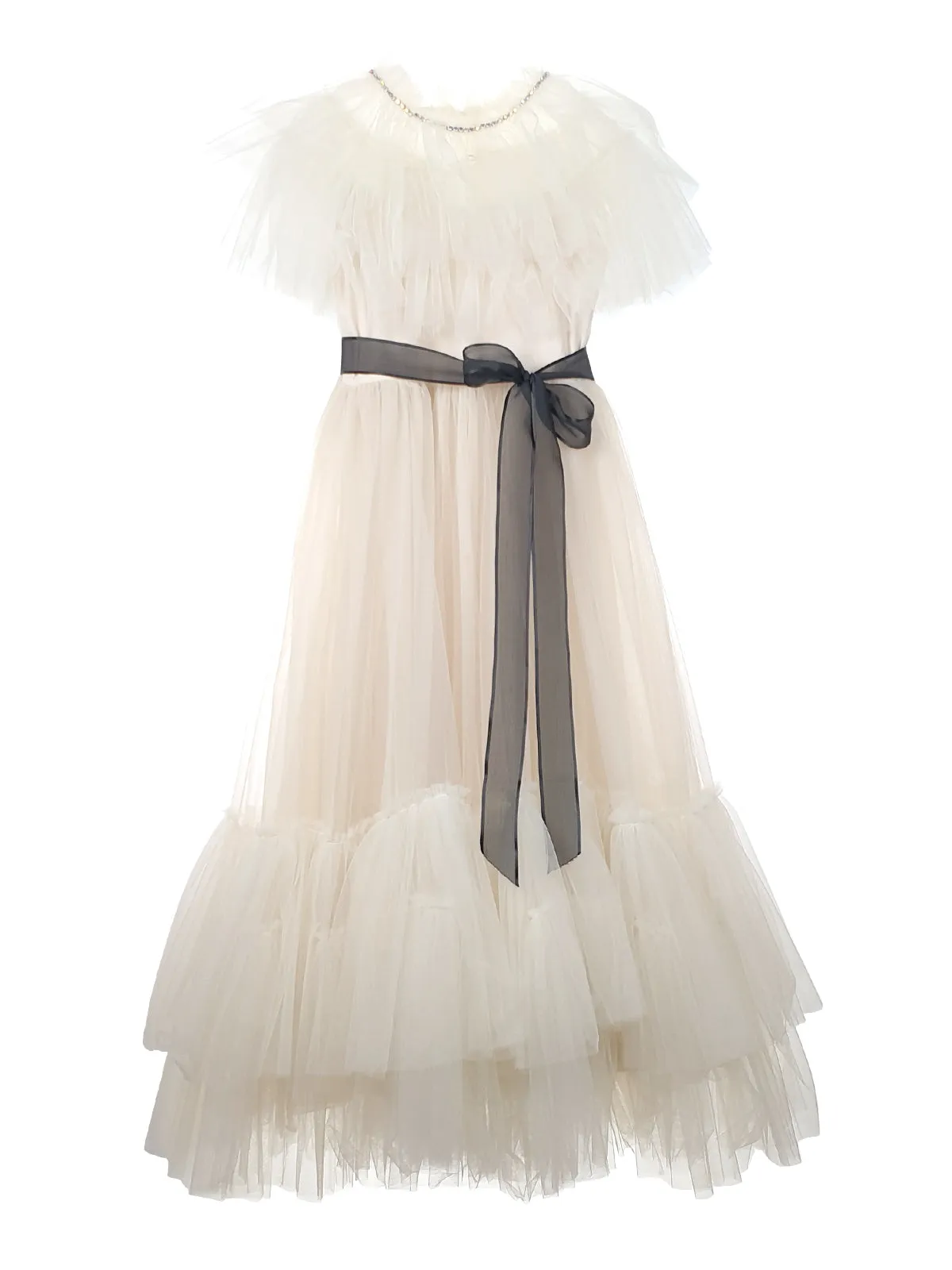 Girl's long tulle dress with rhinestones - INGRID