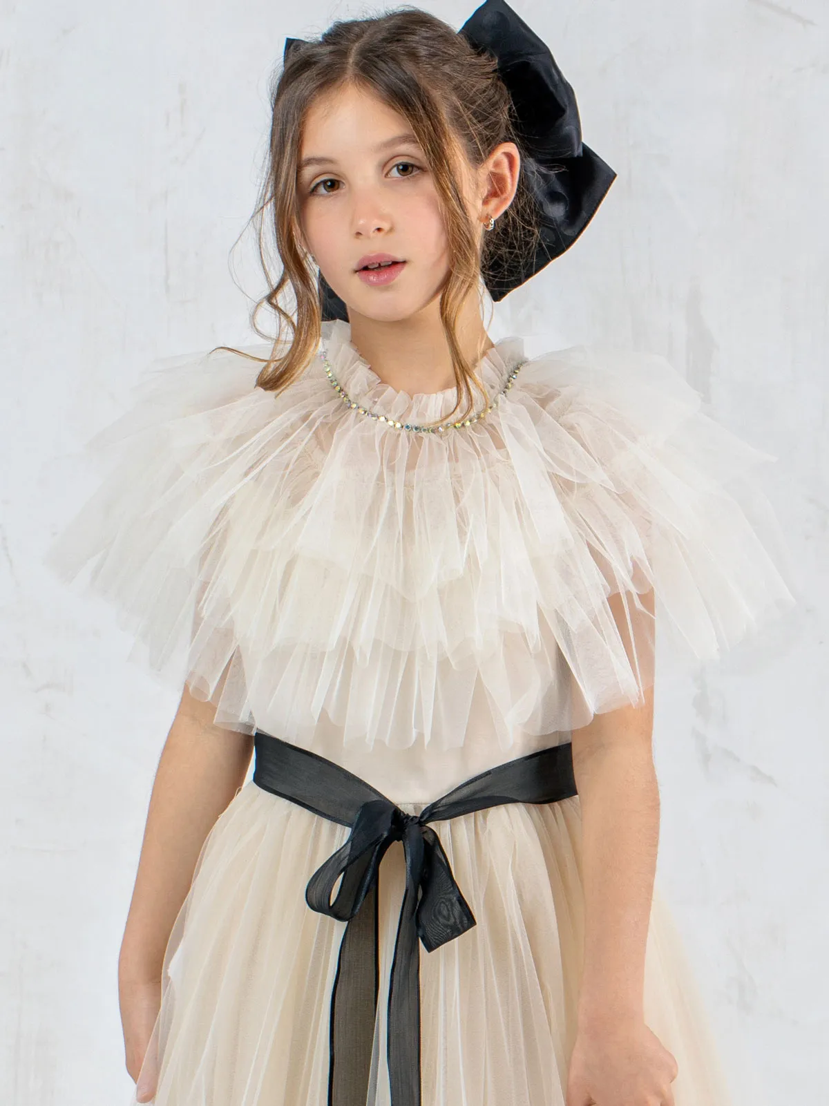 Girl's long tulle dress with rhinestones - INGRID
