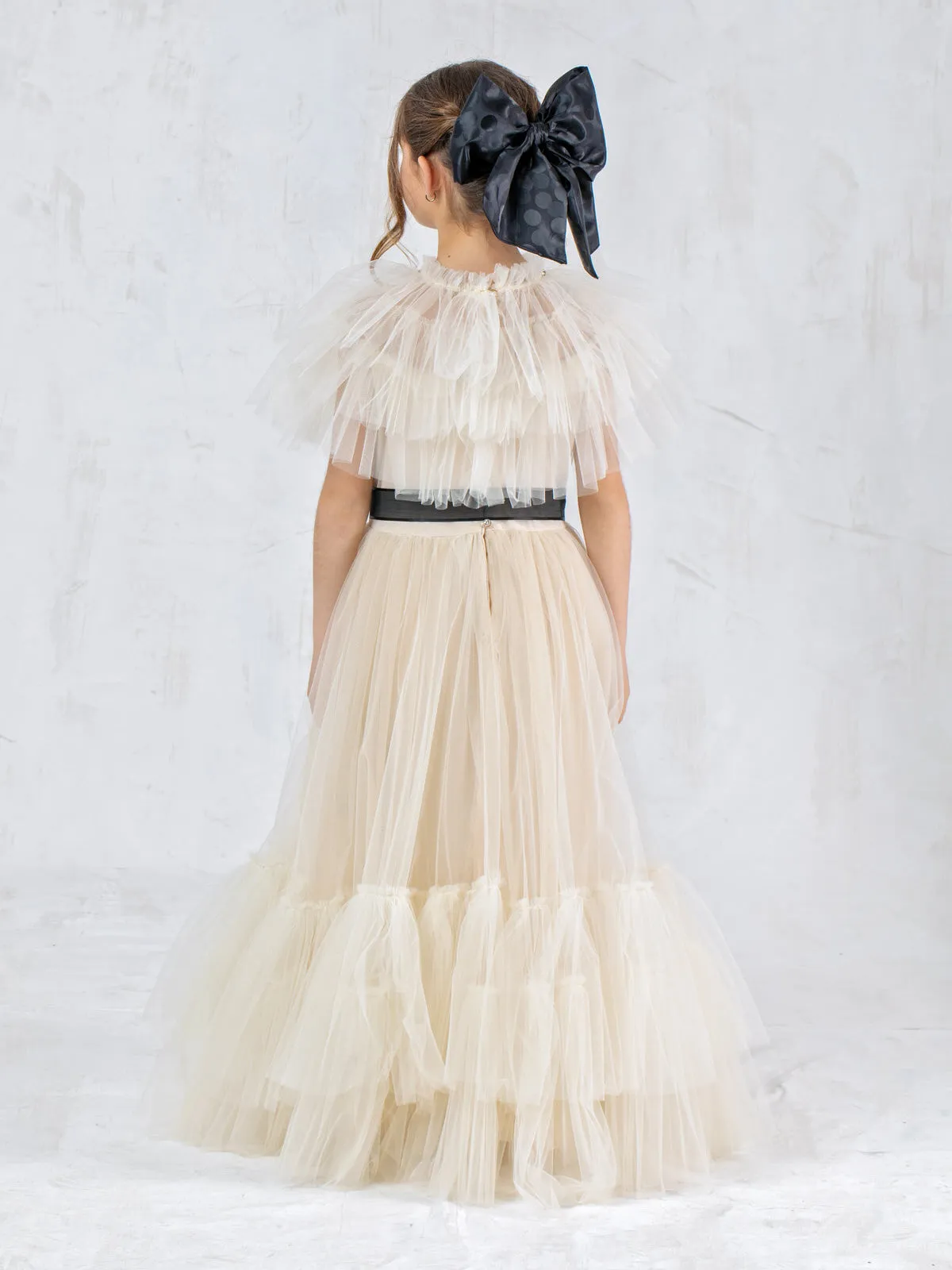 Girl's long tulle dress with rhinestones - INGRID