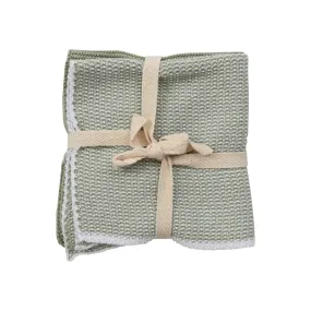 Green Square Cotton Dish Cloth Set