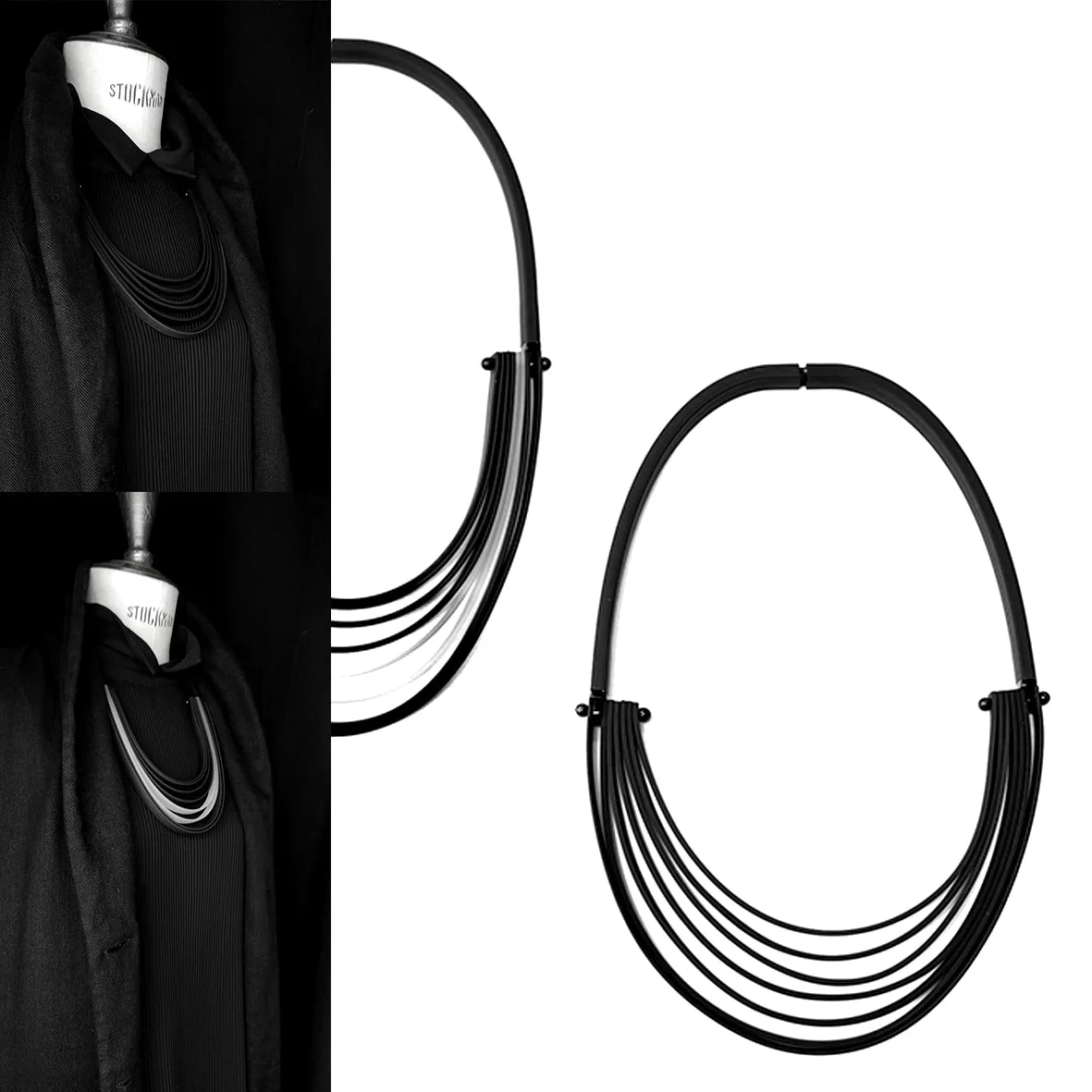 LYLYA multi layer rubber necklace Black & White
