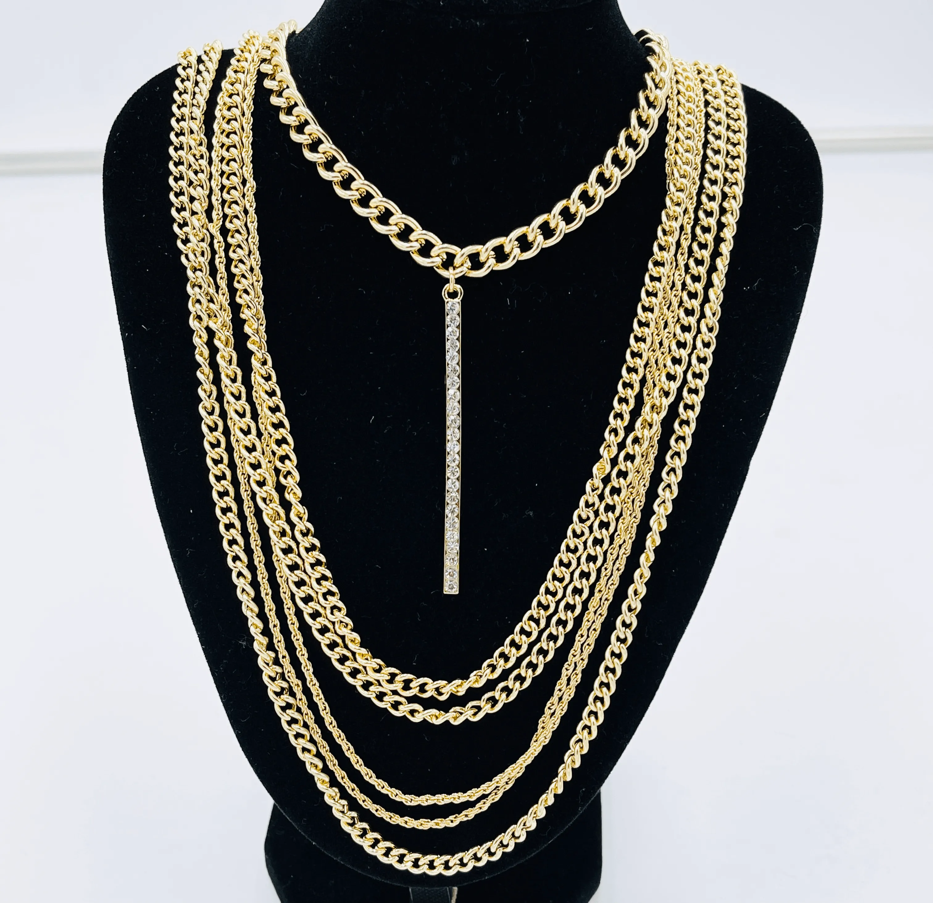 Multi Layer Gold Chain Bar Choker
