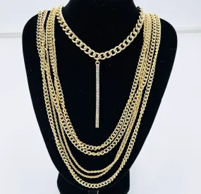 Multi Layer Gold Chain Bar Choker