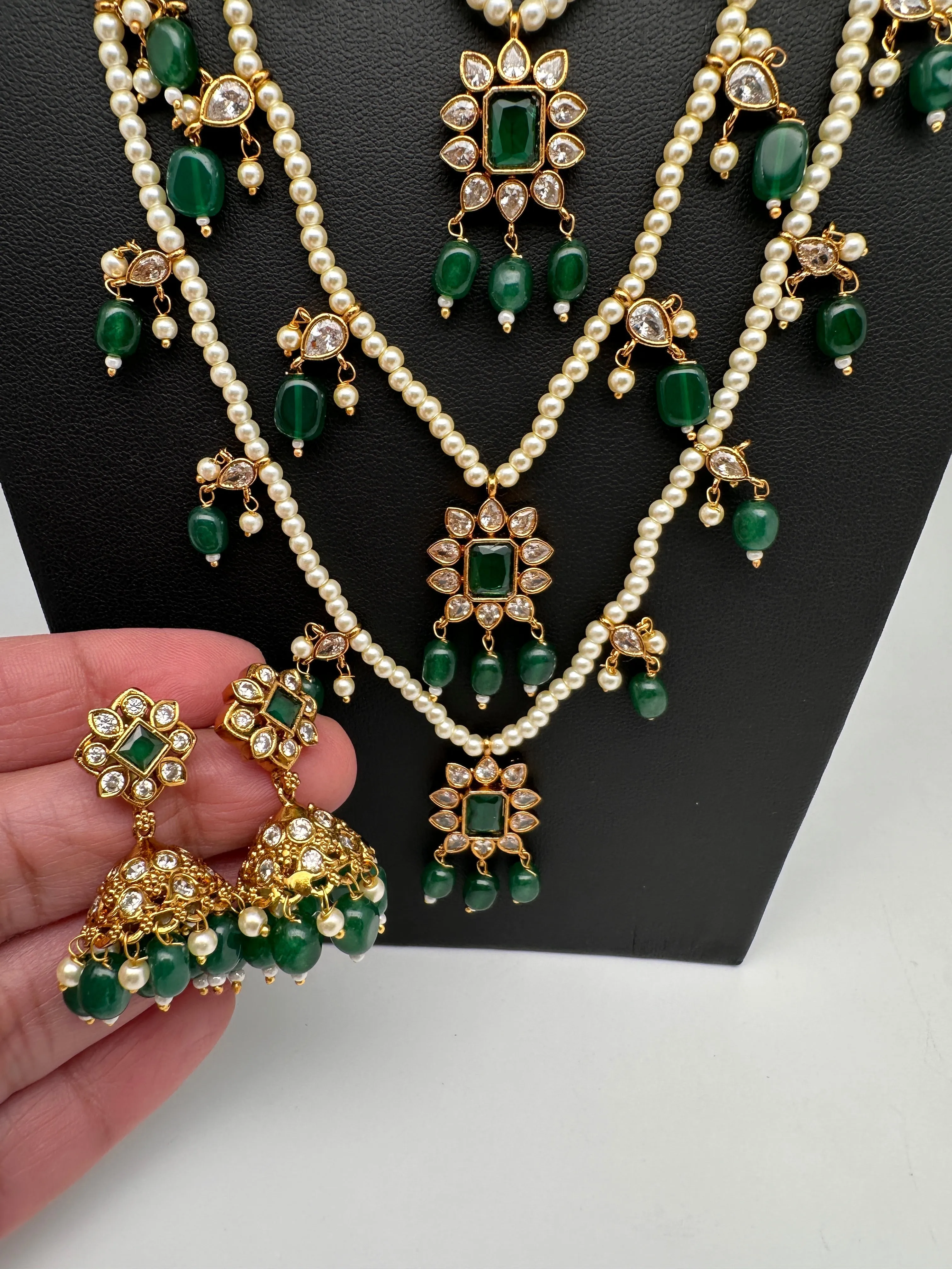 Pearl Multi Layer Color Stone Teen Lada Necklace