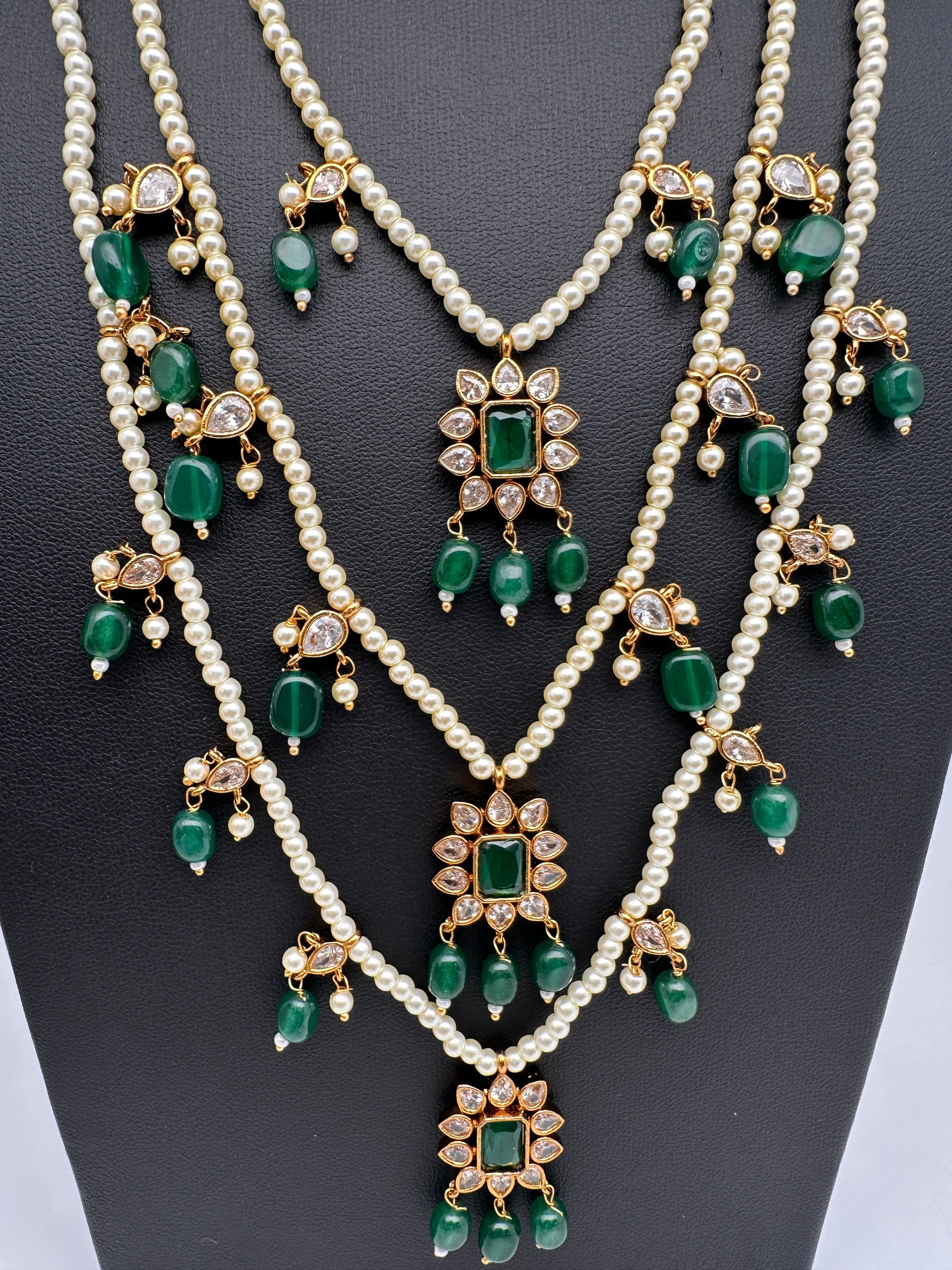 Pearl Multi Layer Color Stone Teen Lada Necklace