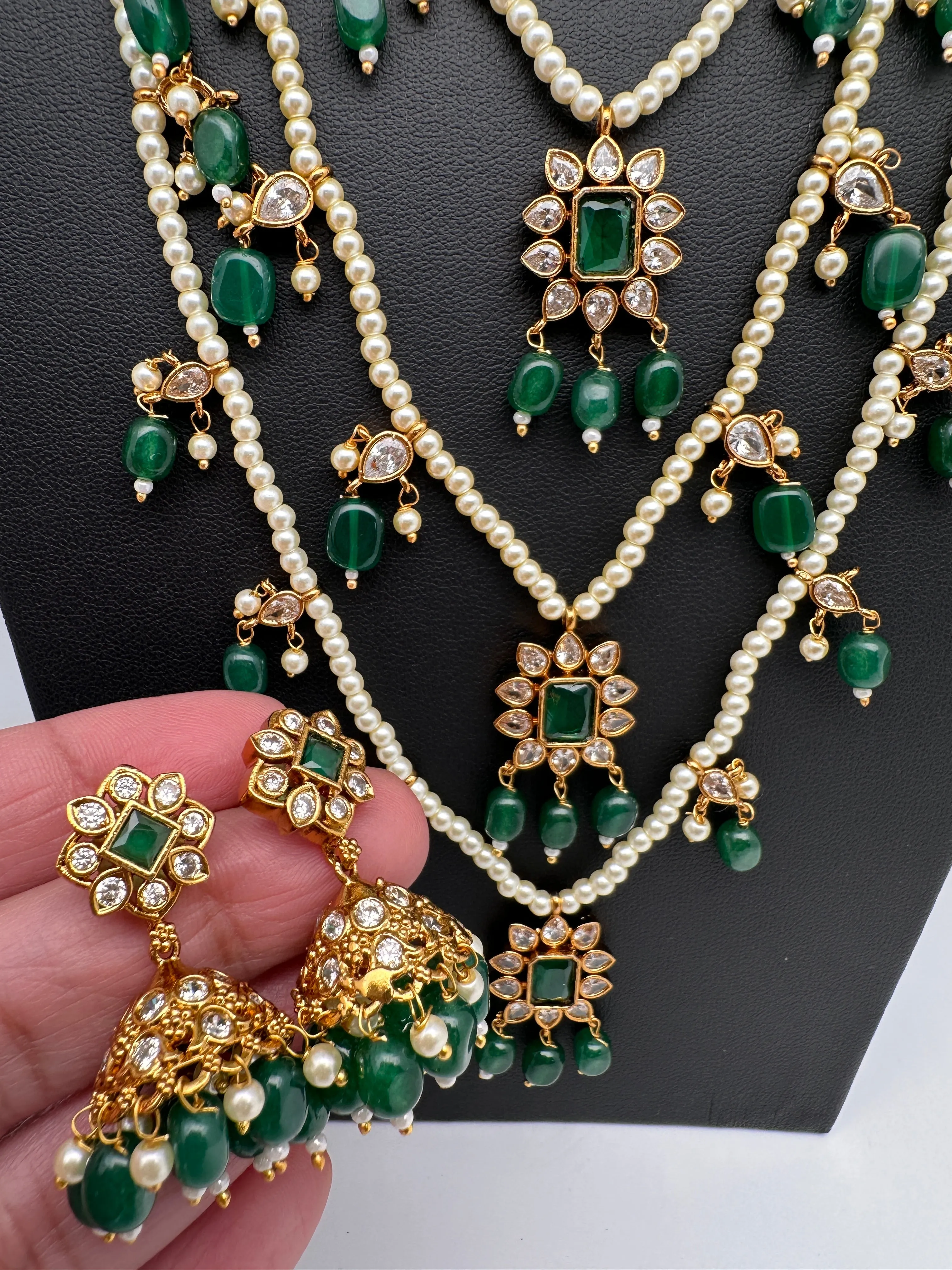 Pearl Multi Layer Color Stone Teen Lada Necklace