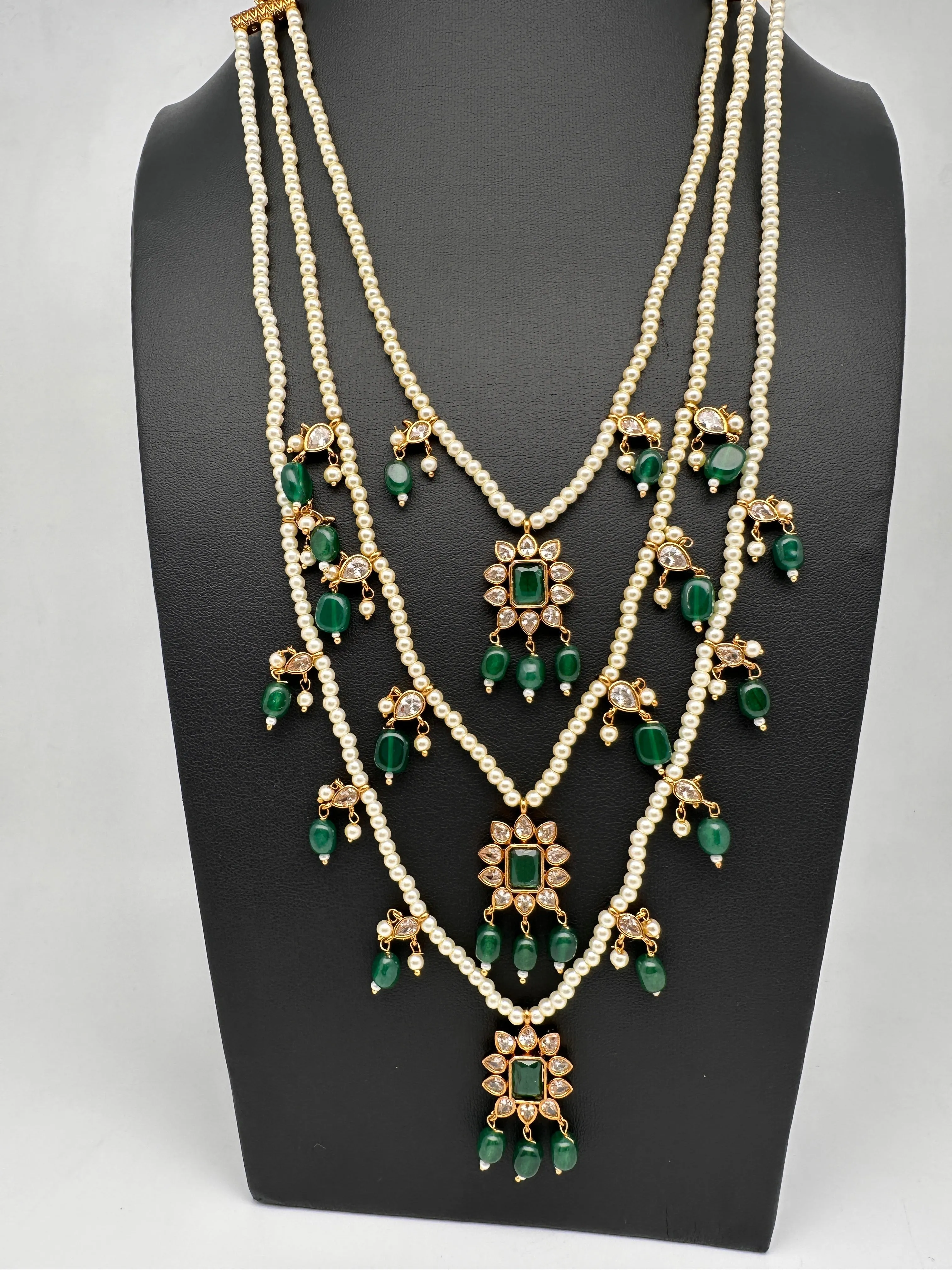 Pearl Multi Layer Color Stone Teen Lada Necklace