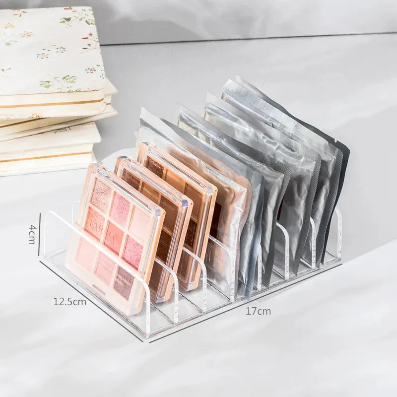 Yeknu Desktop Cosmetic Division Storage Organizer Box Acrylic Transparent Detachable Skin Care Products Eye Shadow Tray Lipstick Rack