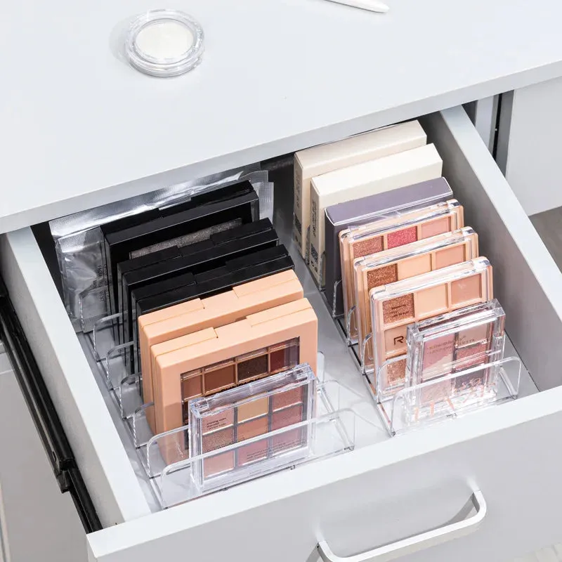 Yeknu Desktop Cosmetic Division Storage Organizer Box Acrylic Transparent Detachable Skin Care Products Eye Shadow Tray Lipstick Rack
