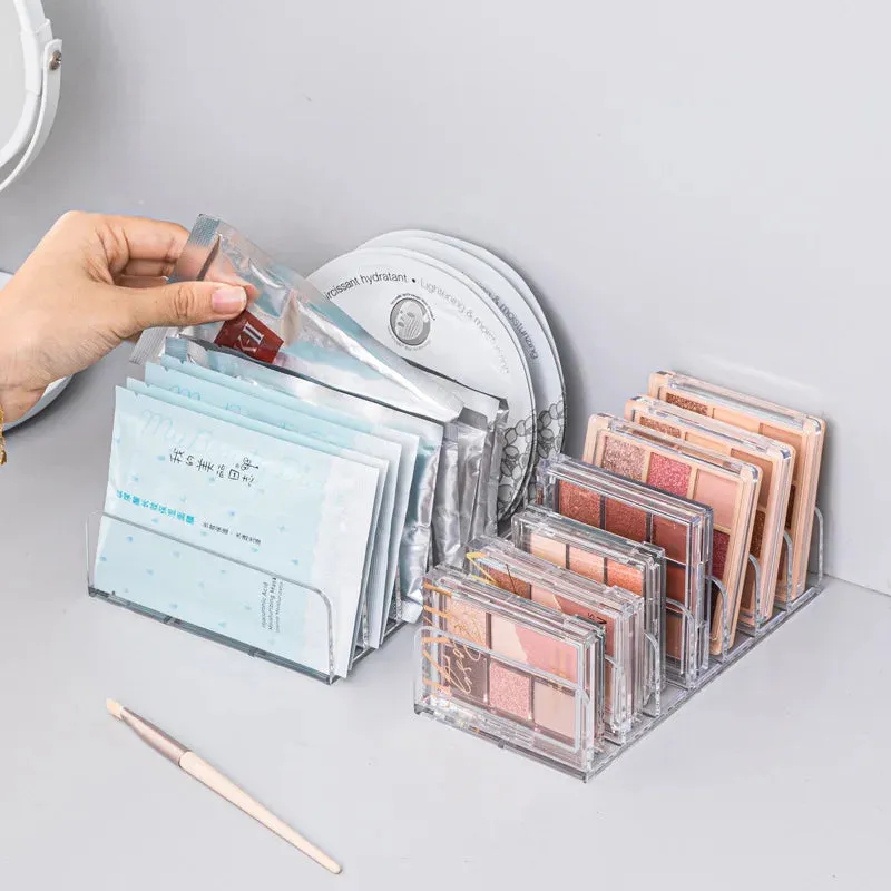 Yeknu Desktop Cosmetic Division Storage Organizer Box Acrylic Transparent Detachable Skin Care Products Eye Shadow Tray Lipstick Rack