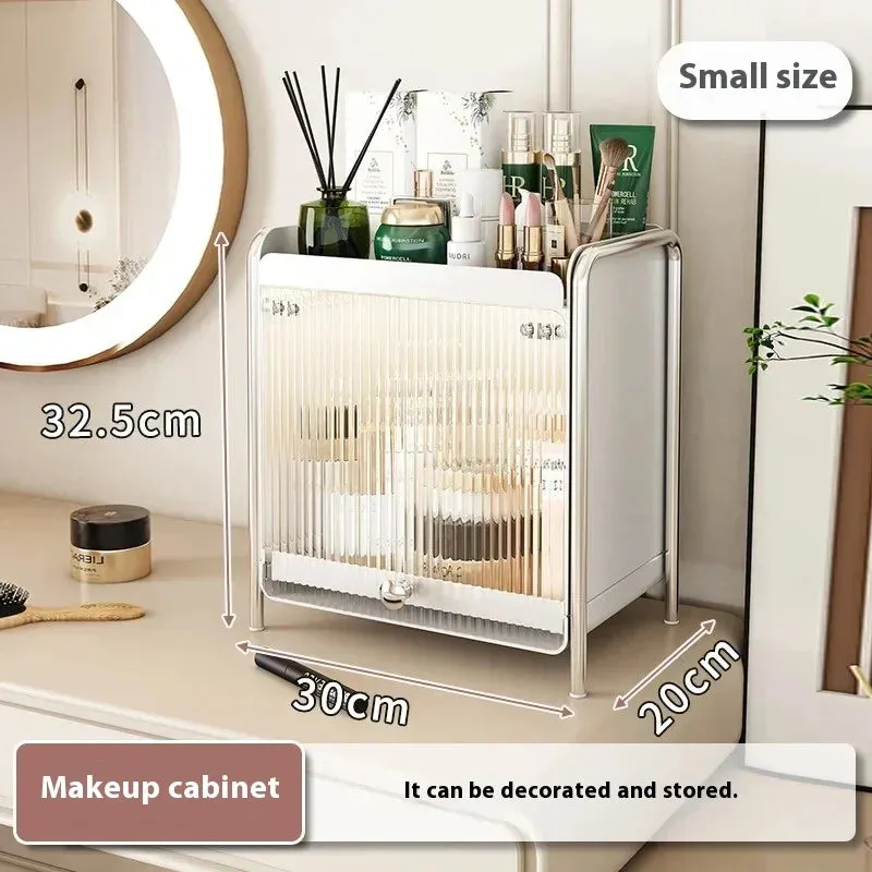 Yeknu Desktop Makeup Storage Box Dustproof Jewelry Organizer Cabinet High Capacity Multifunction Cosmetic Case Bathroom Accessories