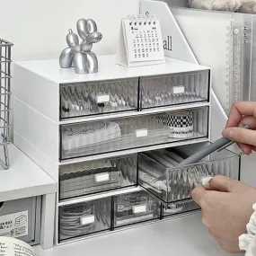 Yeknu Ins Acrylic Pen Holder Storage Box Desktop Stationery Pen Box Office Transparent Large-capacity Drawer Makeup Organizer Cosmetic